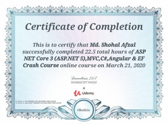 ASP NET Core 3 (ASP.NET 5),MVC,C#,Angular & EF Crash Course