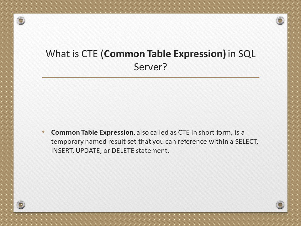 CTE(Common Table Expression)