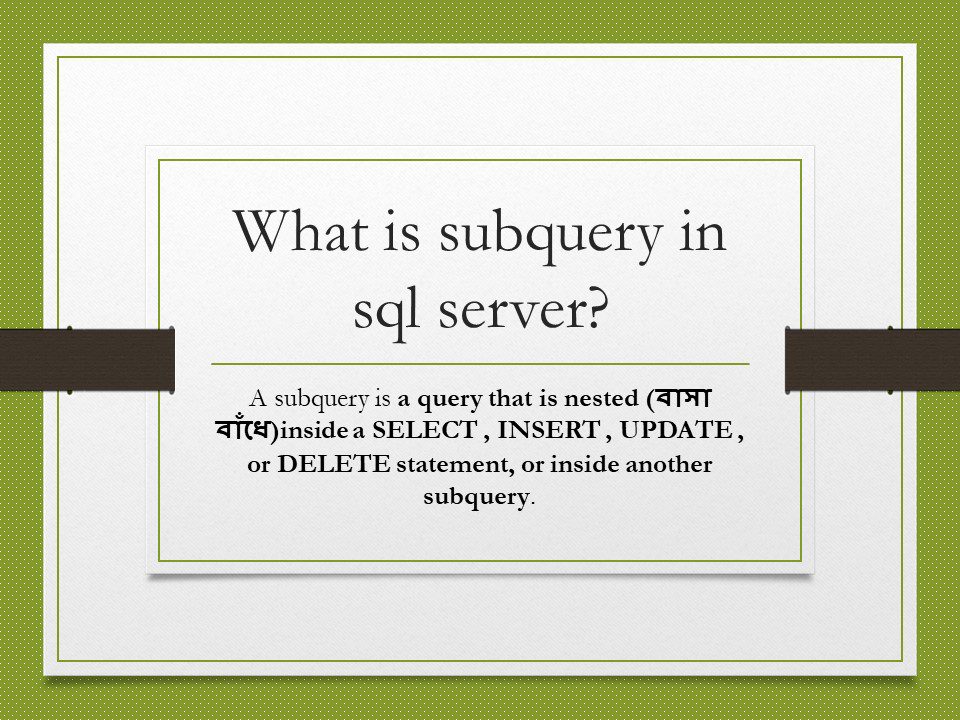 SubQuery in Sql Server