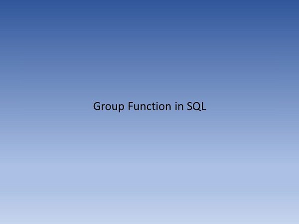 Group Function in SQL